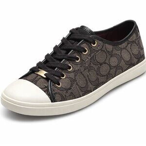 Coach Men's Signature Canvas Low-Top Sneaker in Brown and Cream